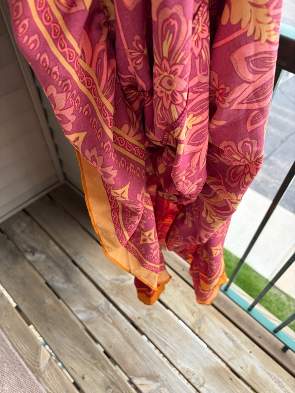 🆕🍎 Vince Camuto Boho Floral Maxi Dress Red Orange Tiered Size L Summer Flowy - Picture 13 of 16